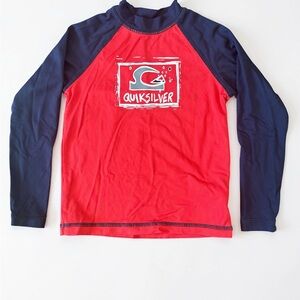 Quiksilver Red and Navy Long Sleeve Rash Guard/swim shirt